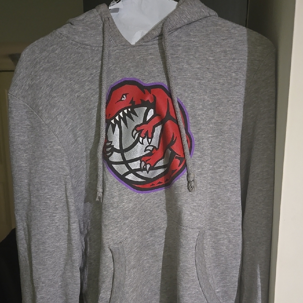 OG Mitchell & Ness Gray and Red Toronto Raptors Hoodie  with Bold Graphic